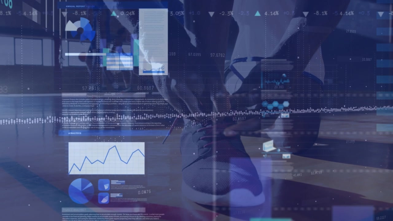 Animation of statistics and data processing over basketball game
