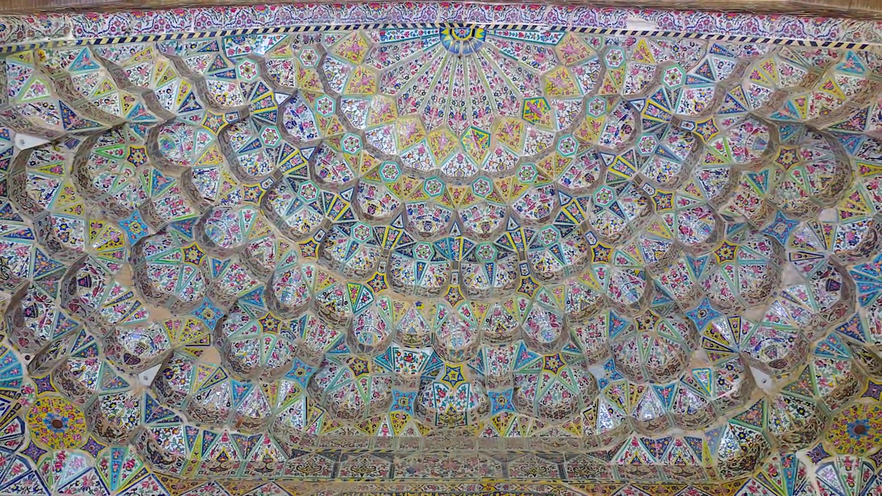 Intricate Persian Mosaic Tile Ceiling in Historic Mosque