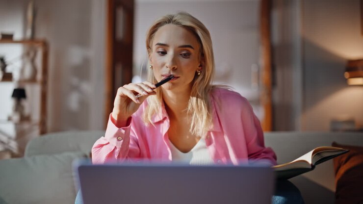 Online psychologist listening client laptop computer video call at home closeup
