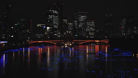 Amanogawa-Project,-Illuminating-Okawa-River-in-Osaka-for-Tanabata-Festival