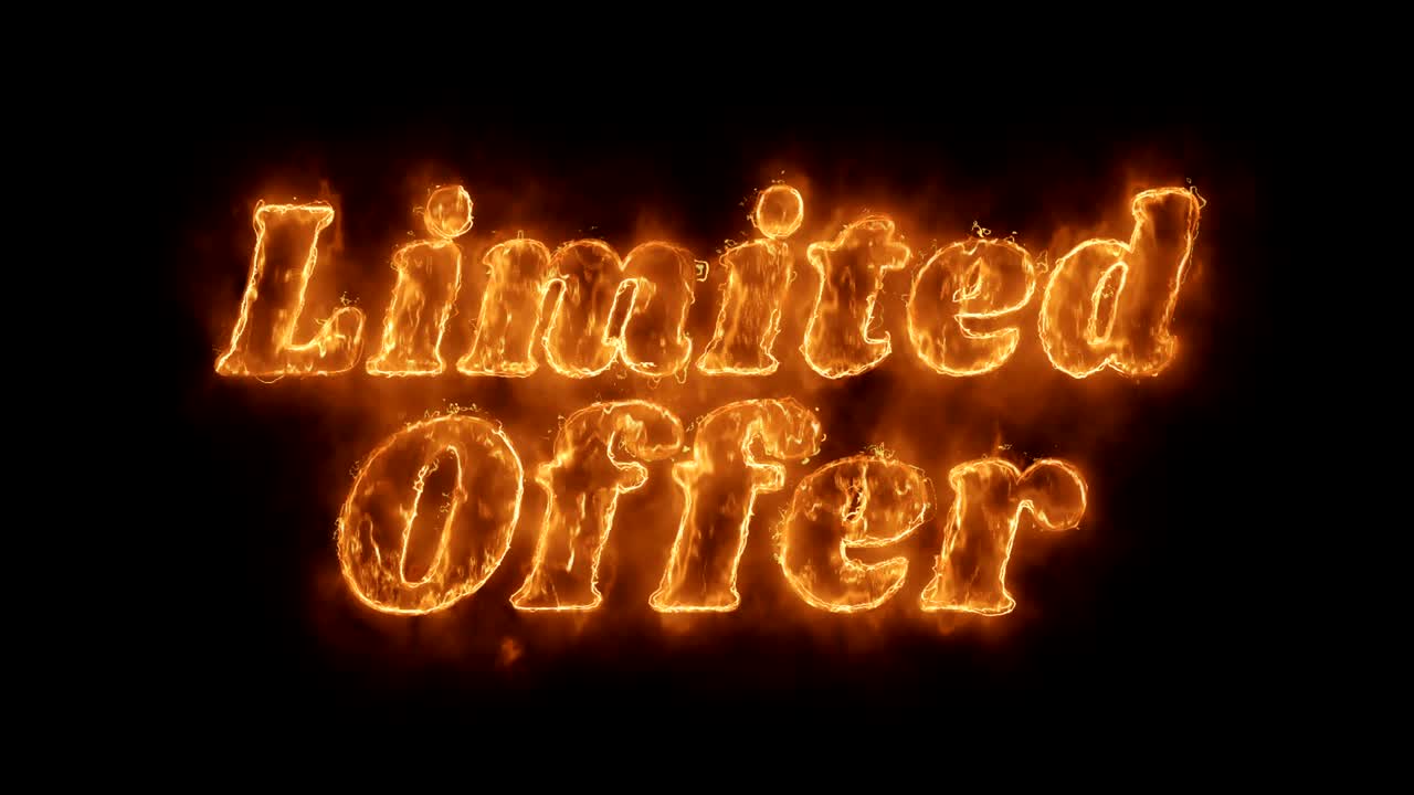 Limited Offer Word Hot Animated Burning Realistic Fire Flame Loop.