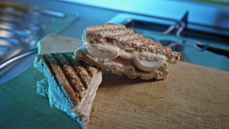 anabolic protein toast sandwich ready to eat in the kitchen