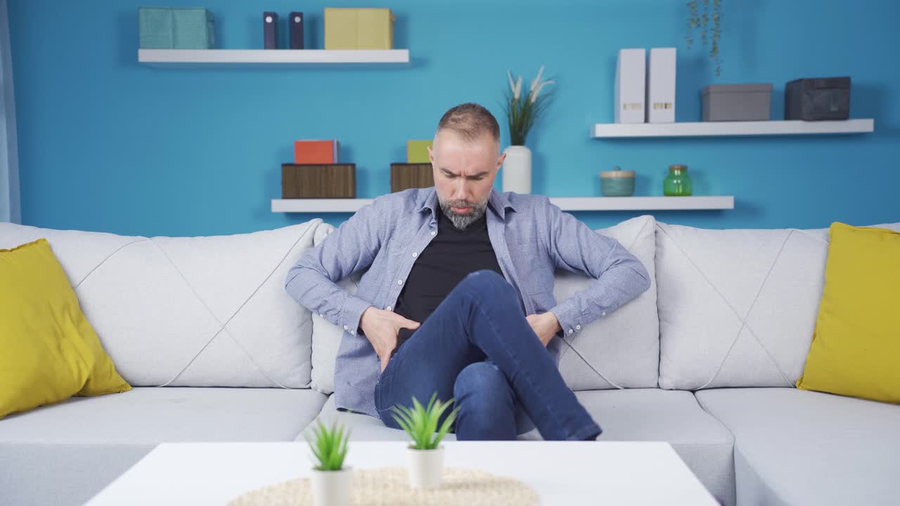 The man who noticed that he had gained weight. Thoughtful.