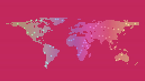 vibrant world map with colorful dots on pink background