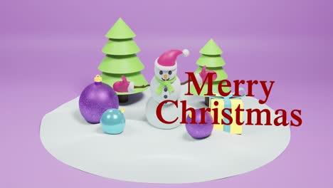 Animation-of-christmas-greetings-text-over-christmas-decorations-on-purple-background