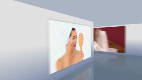 montaje de mujeres hermosas maquillando