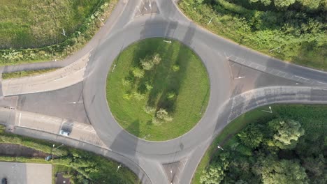 an aerial view of a roundabout in england