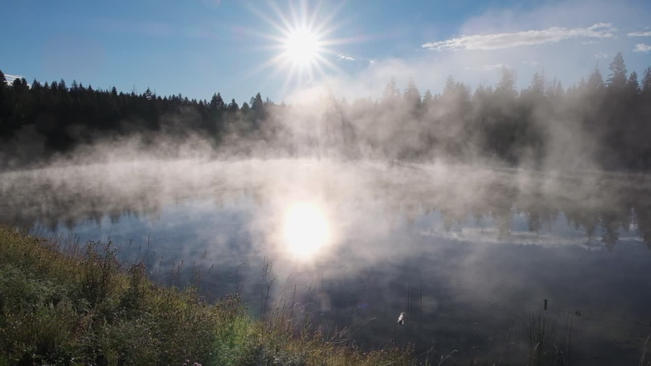спектральная звезда солнца, когда туман поднимается от штиля