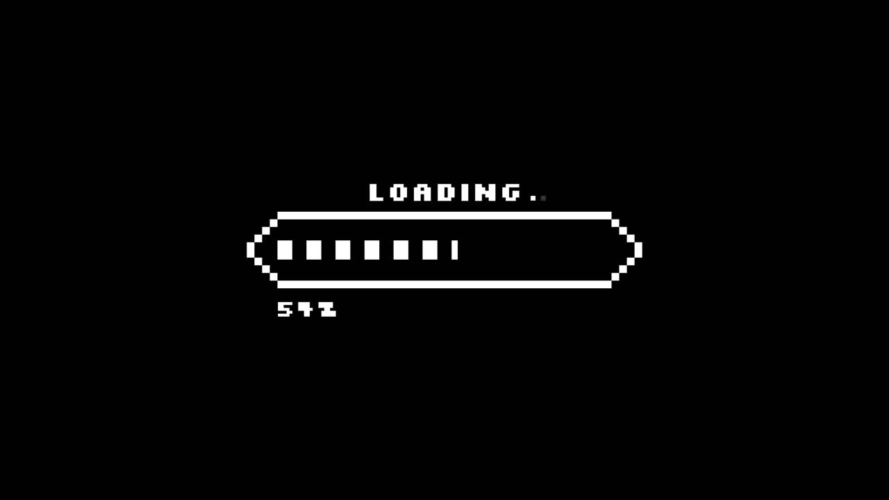 Pixelated Retro Loading Bar Animation with Percentage