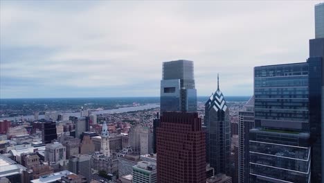 drone over the city of philadelphia