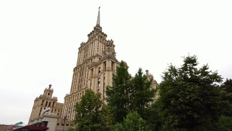 retro stalinist style skyscraper from soviet ussr era in moscow russia