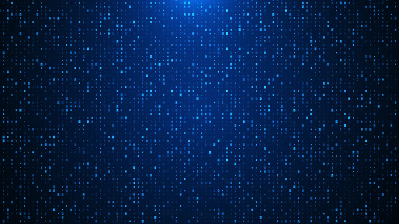 4k abstrakt faldende blå digital nummertekst i matrix-stil på sort baggrund avanceret animation