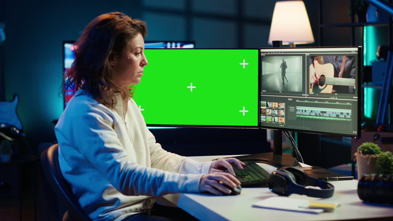 un videógrafo independiente termina un proyecto en una maqueta de pc