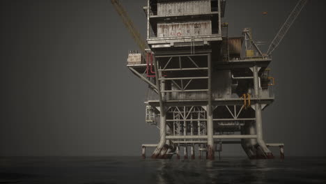 an oil rig platform in the middle of the ocean