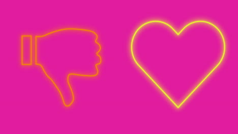animación de iconos parpadeantes de las redes sociales de neón sobre un fondo rosa