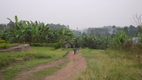 girl carrying a water can and walking in african landscape. drought and poverty concept in africa 4k.