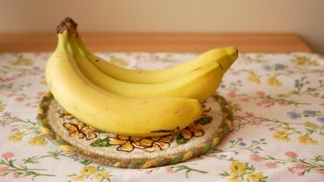 bunch of bananas on a placemat
