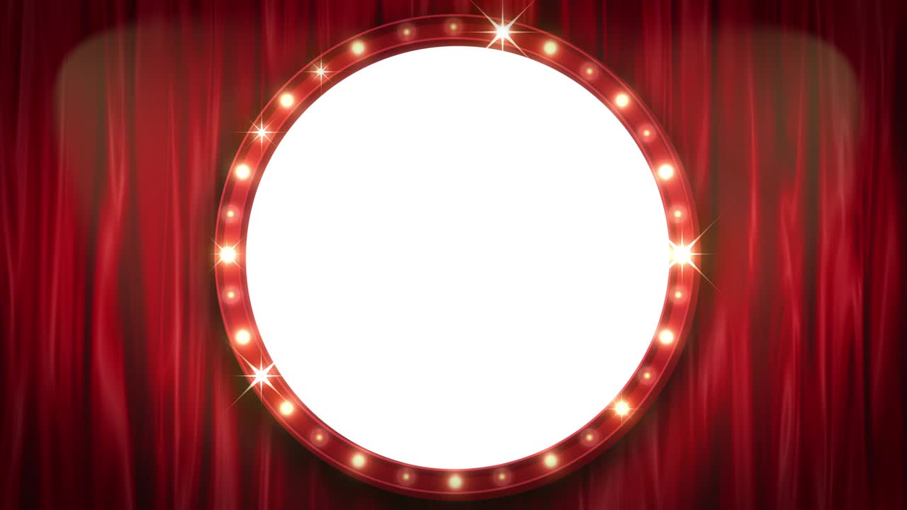 L'insegna del teatro Circle sul sipario. [loop]