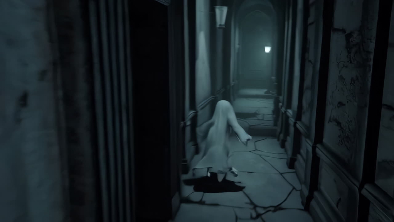 Ghostly Corridor in a Haunted Mansion