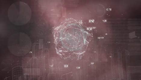 animación del reloj de tic-tac sobre el globo de la red de conexiones girando contra el procesamiento de datos.