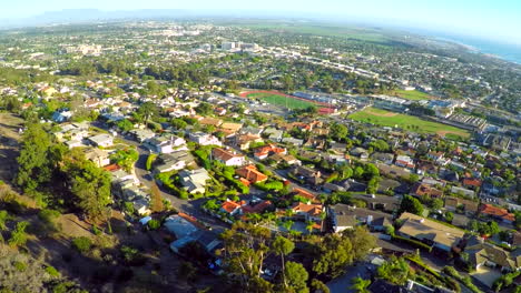 an aerial shot over the california coastal city of ventura