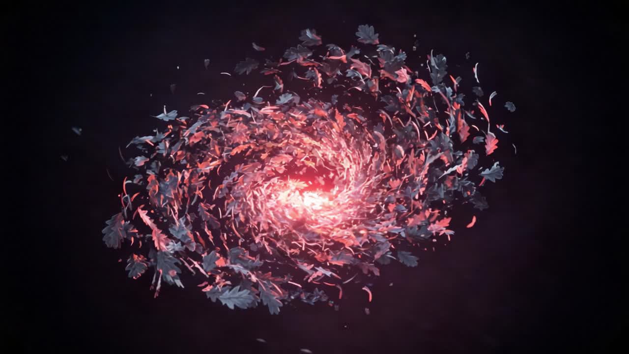 A Whirling Symphony of Leaves: A Mesmerizing Visual Journey Through Swirling Petals and Light, Creating a Captivating and Dynamic Display of Nature's Beauty