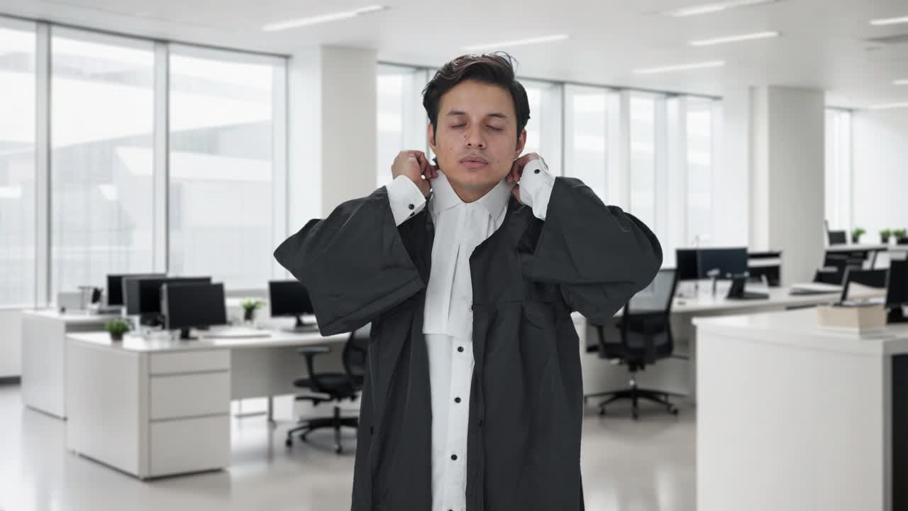 드레스를 입고 준비하는 인도 변호사