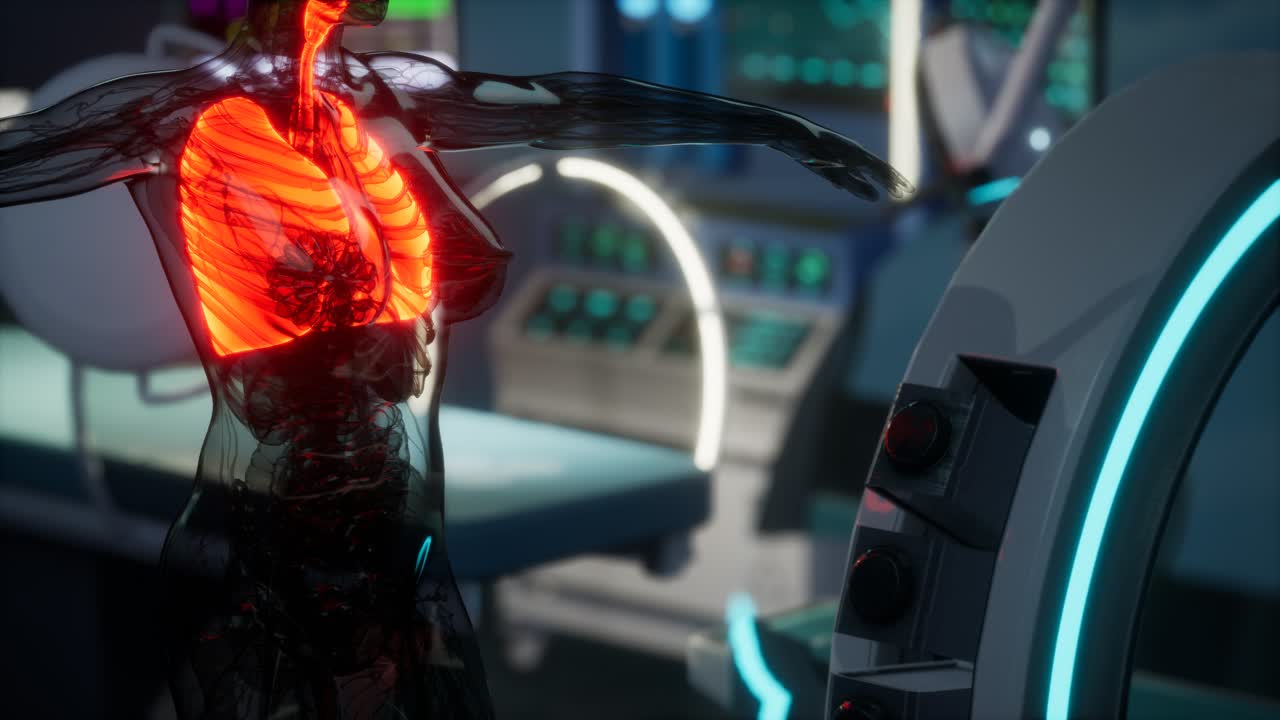 examen radiológico de pulmones humanos en laboratorio