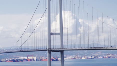 sea bridge and commercial sea port.