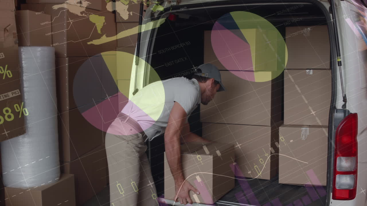 animación de estadísticas y procesamiento de datos financieros sobre el repartidor