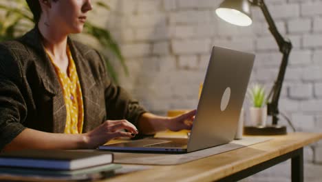mujer trabajando en computadora portátil