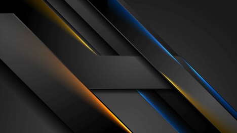 abstract black stripes with blue orange neon glowing light motion design