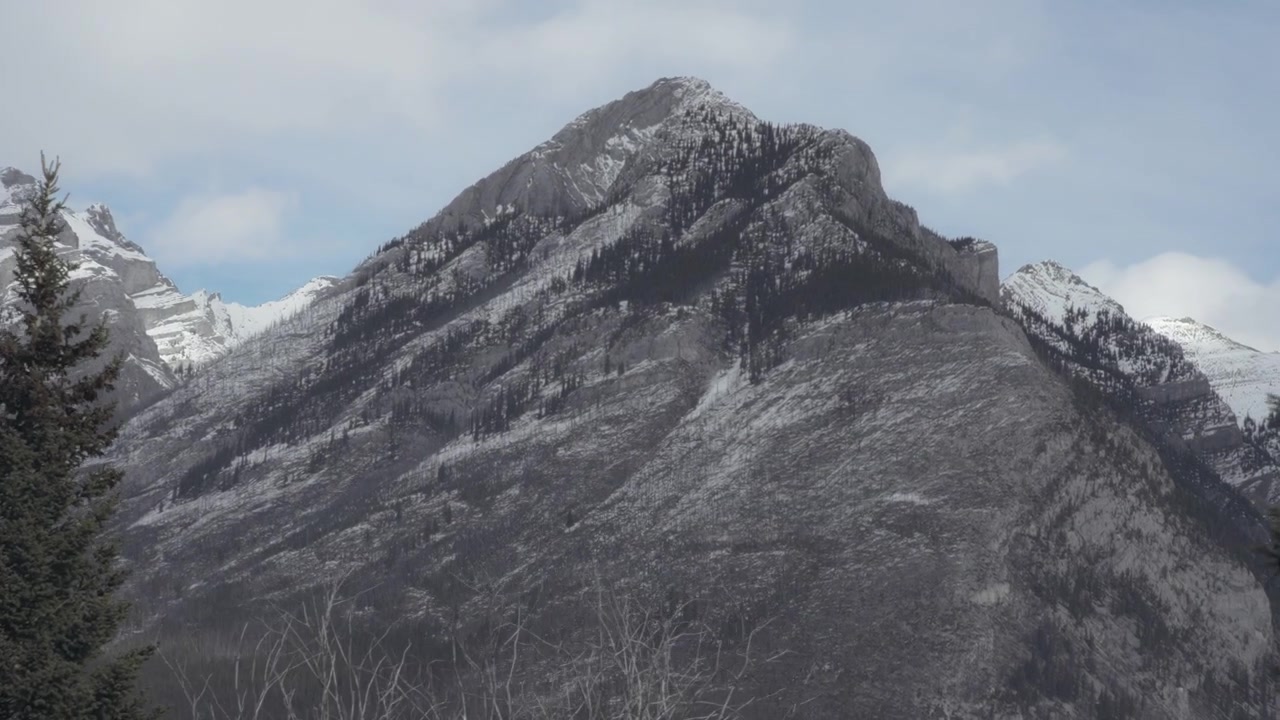 Driving through Canadian Rocky Mountains in winter