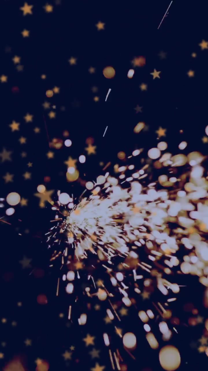 Animazione di punti luce e stelle su sfondo nero