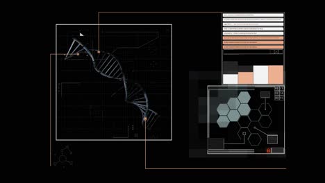 Hud showing DNA strand with complex and intricate structure