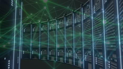Animation of network of connections and data processing over computer servers