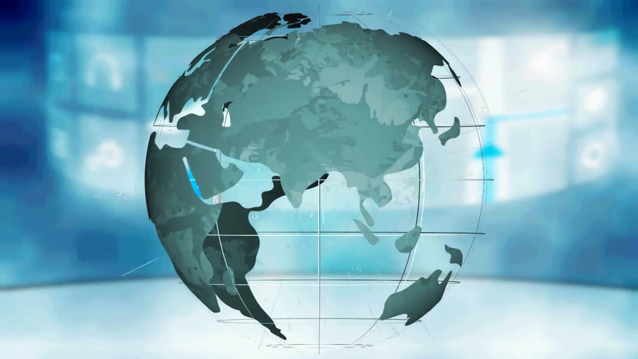 전 세계에 걸쳐 디지털 아이콘으로 연결된 네트워크의 애니메이션