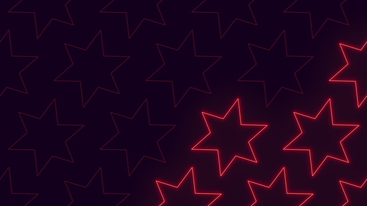 A striking red neon star pattern against a black backdrop, resembling a constellation layout. Bold and eye-catching visual representation