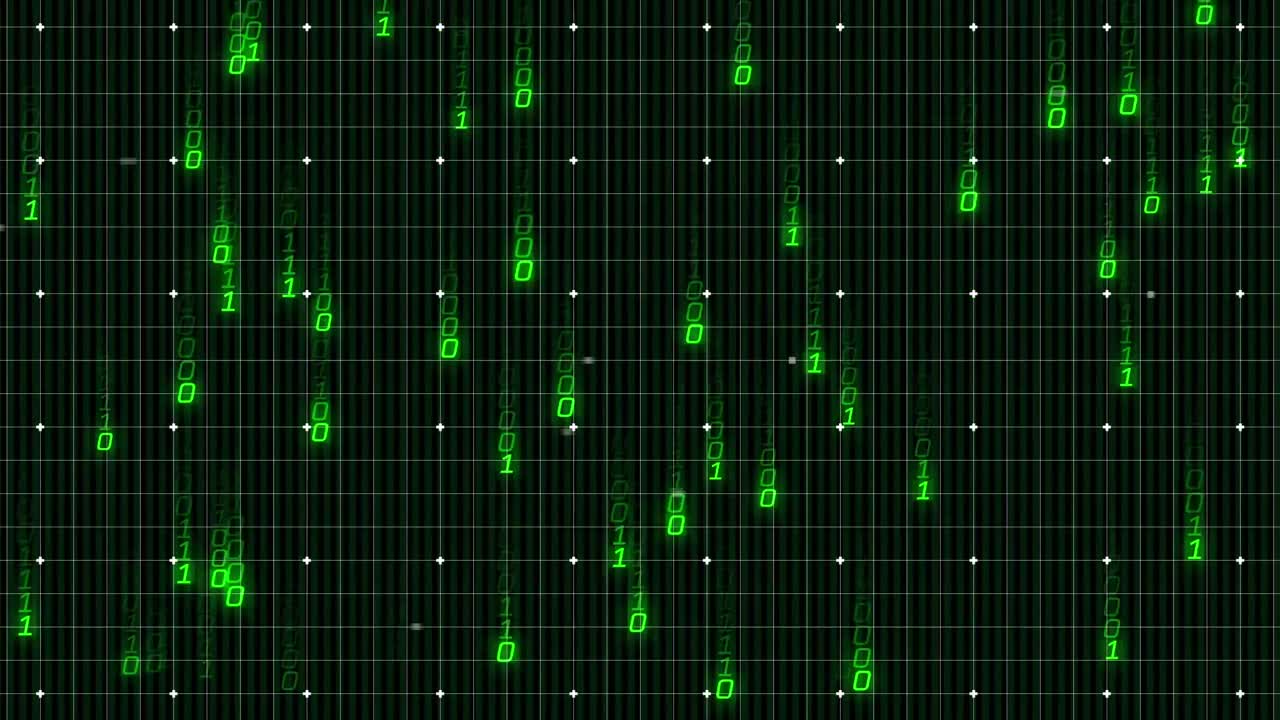 animación del procesamiento de datos sobre un fondo negro