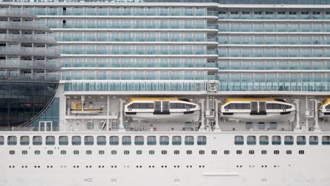 close-up of lifeboats on a cruise ship