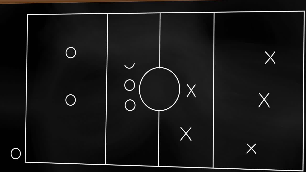 Animation of football game plan on blackboard