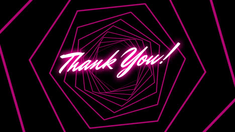 Animation-of-thank-you-over-tunnel-made-of-hexagons-and-black-background