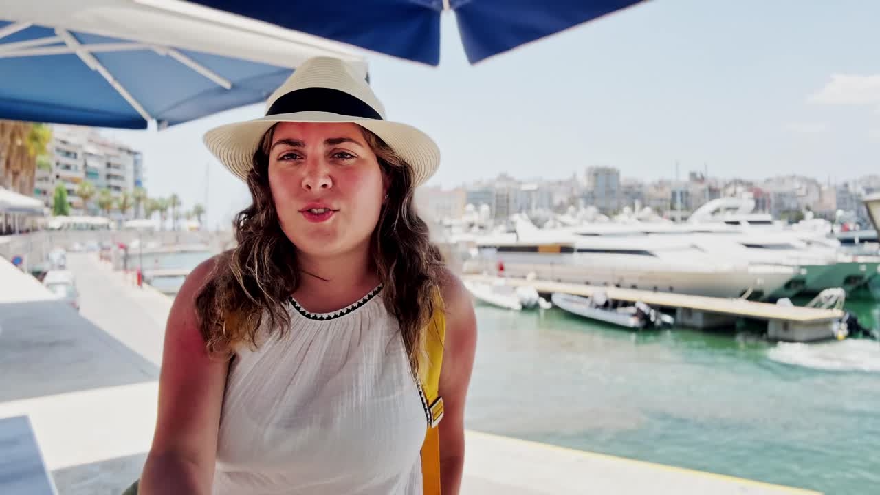Woman sightseeing at a marina