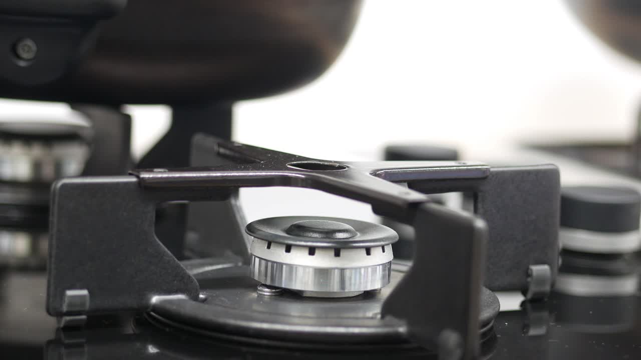 가스 스토브 버너의 클로즈업