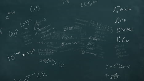 animation of moving mathematical formulas on dark background