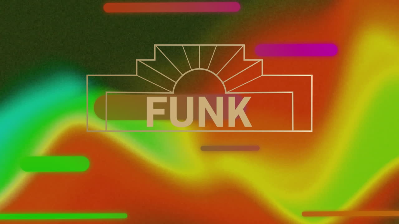 Animation of funk text on colourful background