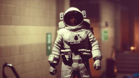 astronaut at underground metro subway