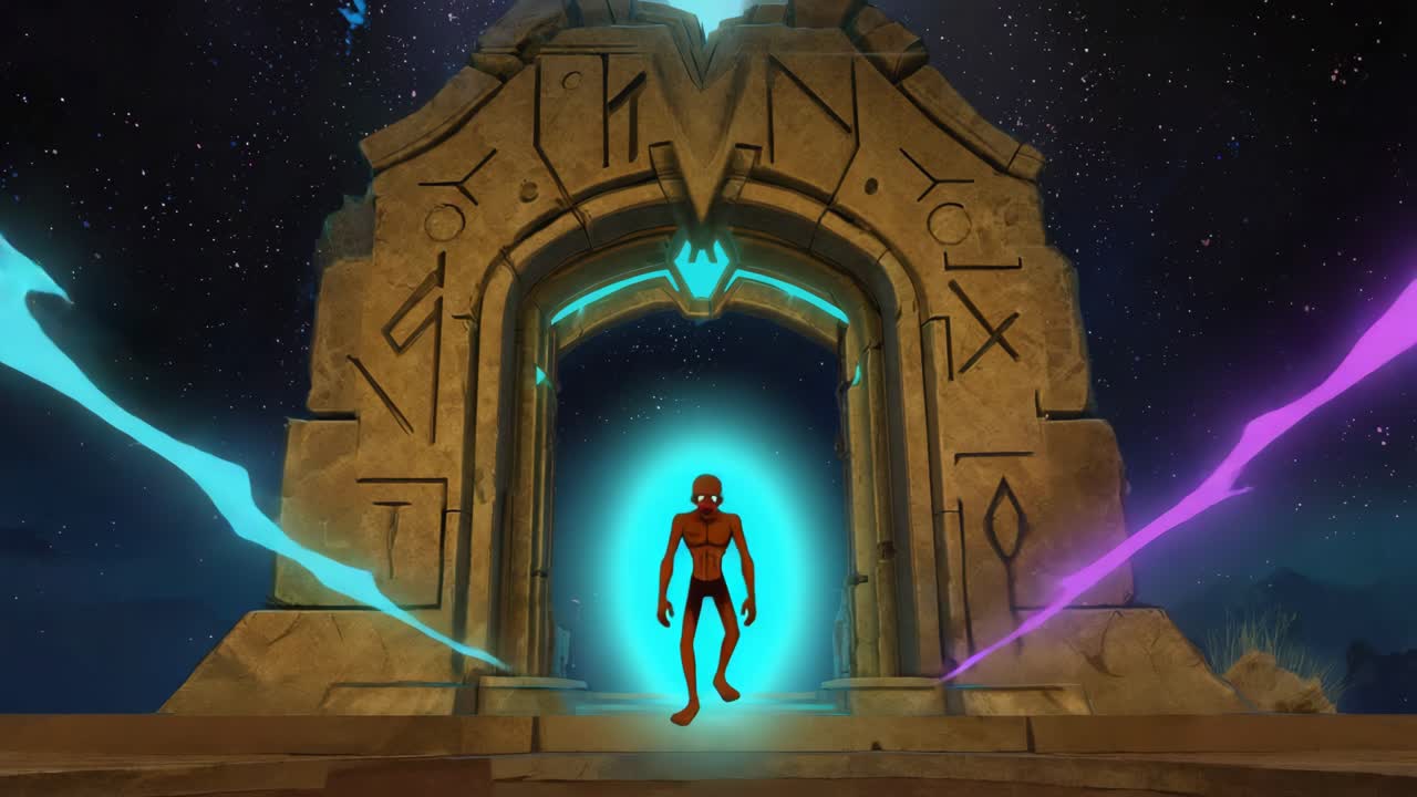 Cartoon Man in Portal