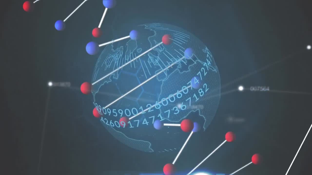 회전하는 dna 가닥 위에 지구를  ⁇ 는 애니메이션