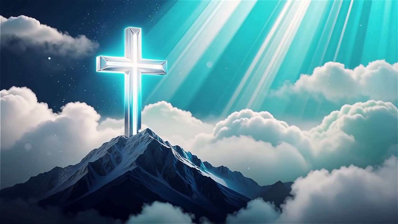 Christian Cross Heavenly Light Worship Background